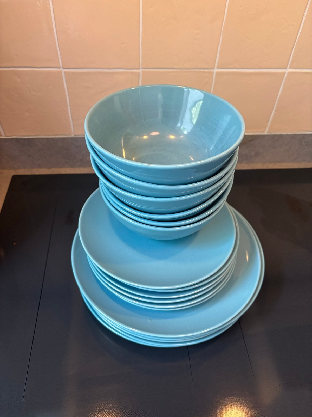 18-delig blauw IKEA servies, Ophalen, Gebruikt, Keramiek, IKEA
