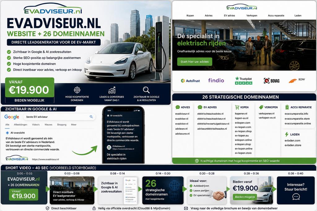 EVadviseur website + 26 domeinnamen | Leadgenerator EV