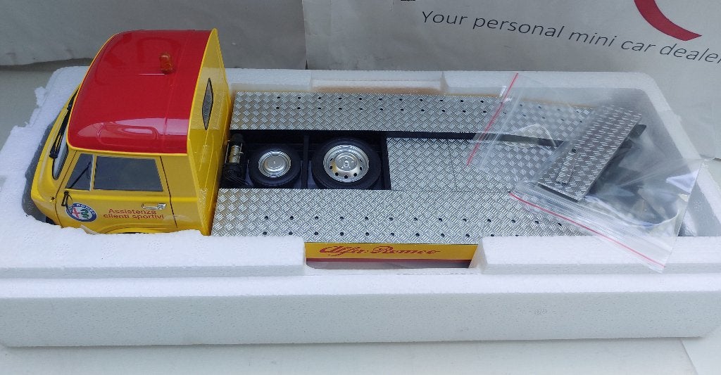 Mitica 1:18 Alfa Romeo A12 (F12) 1977 bergingswagen geel, Ophalen of Verzenden, Nieuw, Auto, Overige merken