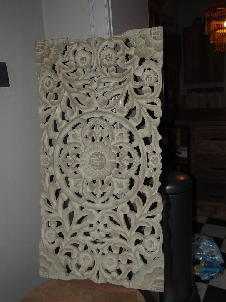 Houten Wandpaneel/ornament - 86 cm x 45 cm, Gebruikt, Oosters, Hout, Wandbord of Wandpaneel