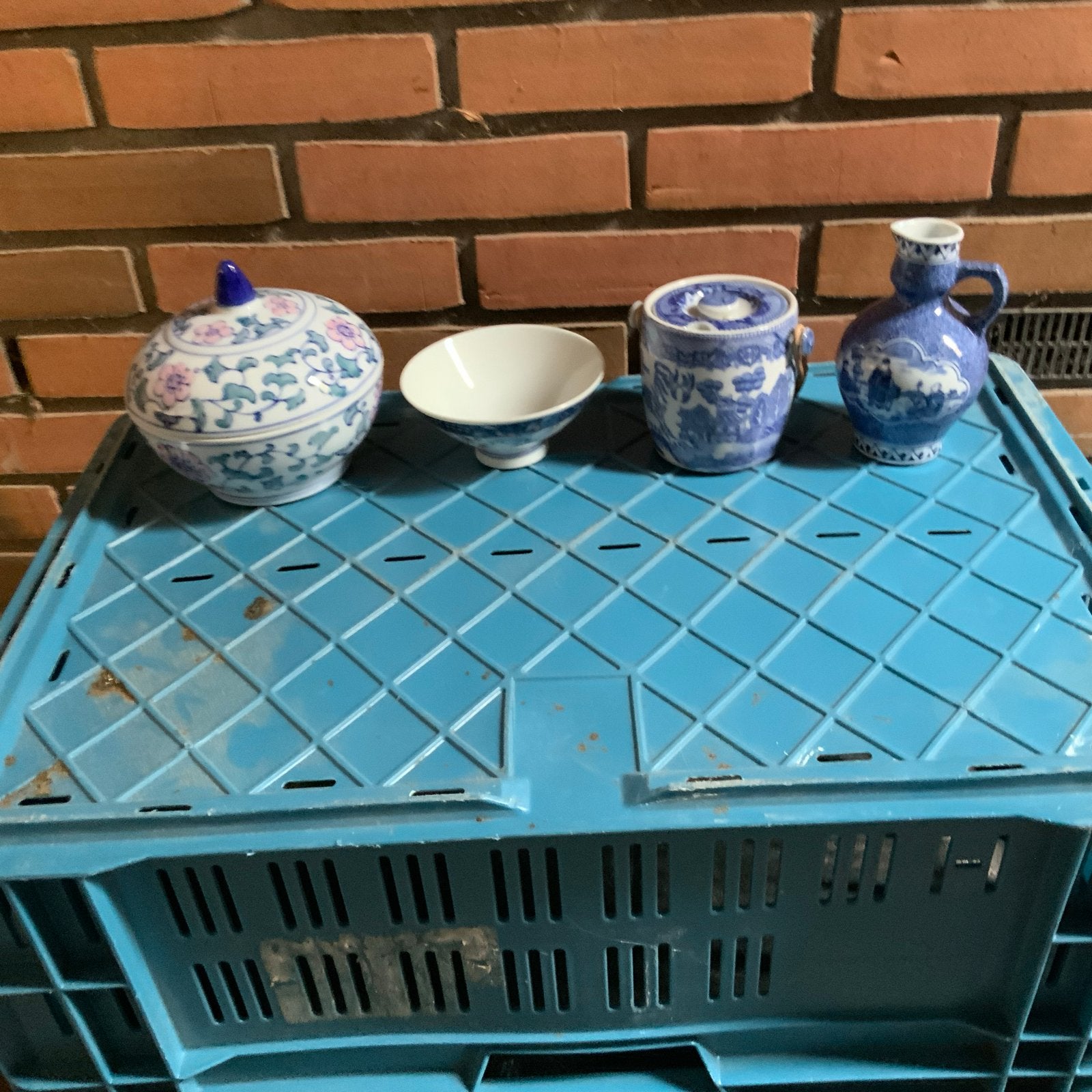 Set van 4 Delfts Blauw en Chinees Porselein Decoraties, Antiek en Kunst, Ophalen