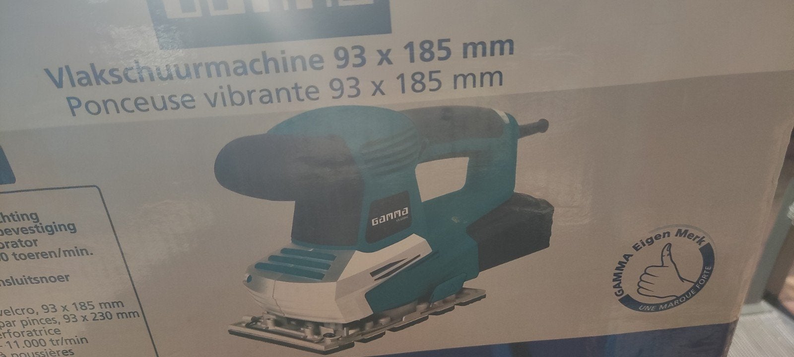 GAMMA Vlakschuurmachine 220W, Doe-het-zelf en Verbouw, Gereedschap | Schuurmachines, Ophalen of Verzenden, Gebruikt, Minder dan 600 watt