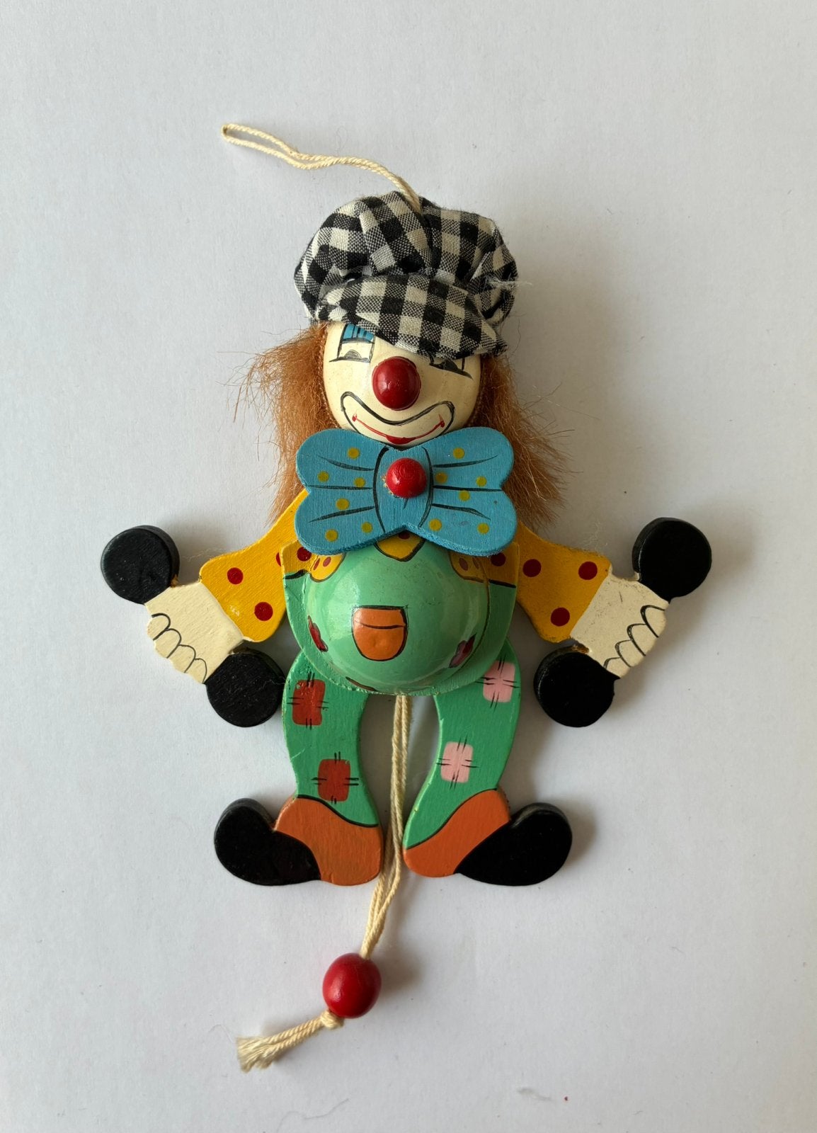 Vintage trekpop clown, Gebruikt, Ophalen of Verzenden, Duw- of Trekspeelgoed, Nvt