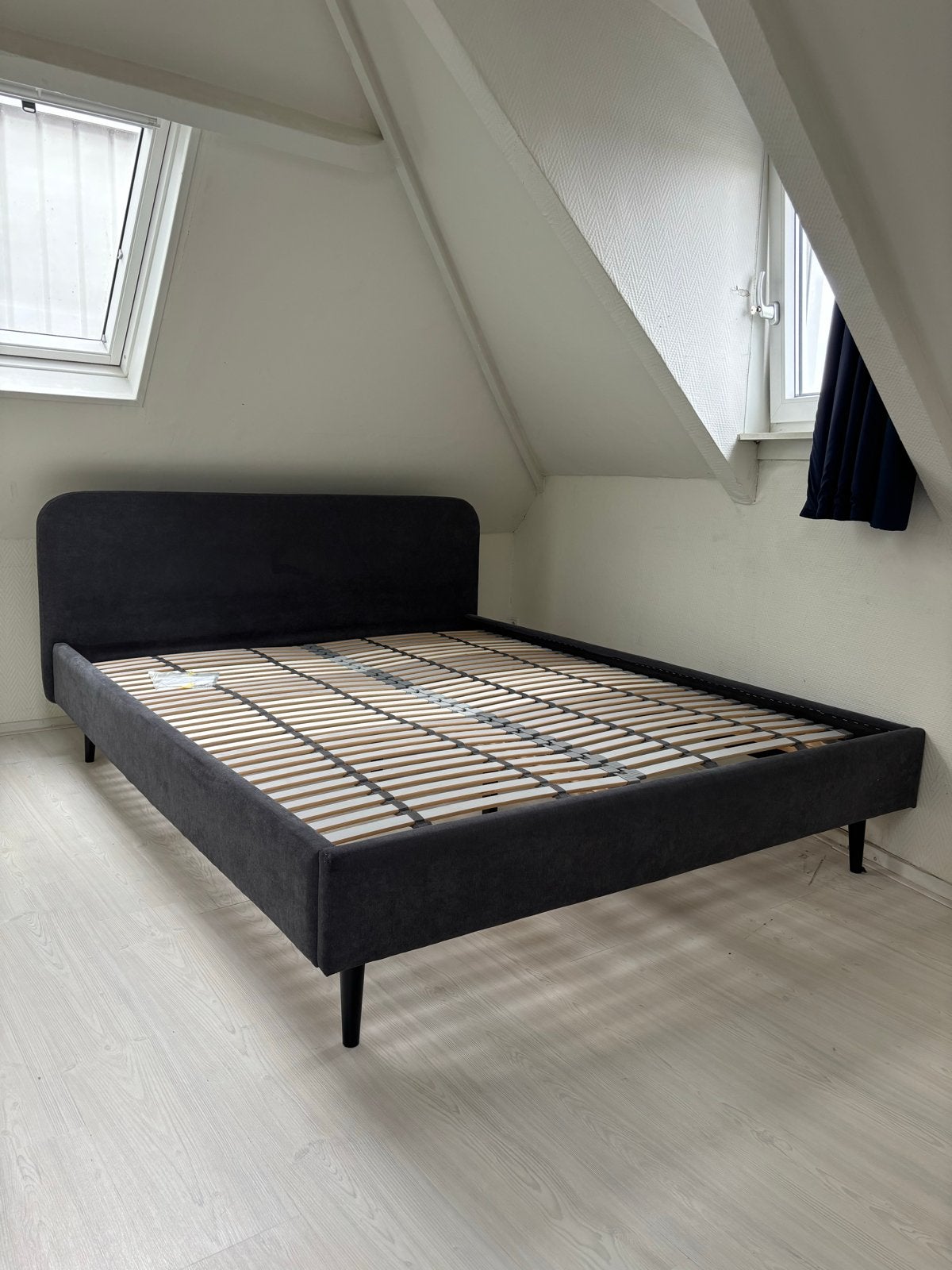 Tweepersoonsbed antraciet/zwart 160x200 cm, Ophalen, Gebruikt, Tweepersoons, 200 cm