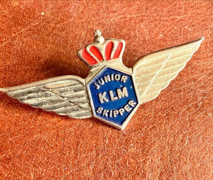 Vintage #KLM Junior #Skipper batch/#speld - Ca. 1950, Verzamelen, Ophalen of Verzenden, Gebruikt, Patch, Badge of Embleem