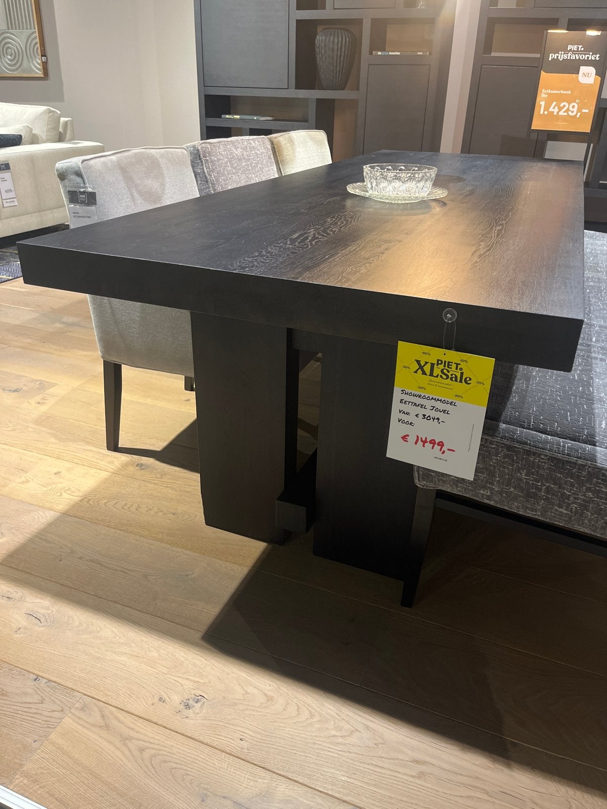 Massief eiken eettafel- Piet klerkx Waalwijk, Huis en Inrichting, Tafels | Eettafels, Ophalen, Eikenhout, 200 cm of meer, 50 tot 100 cm
