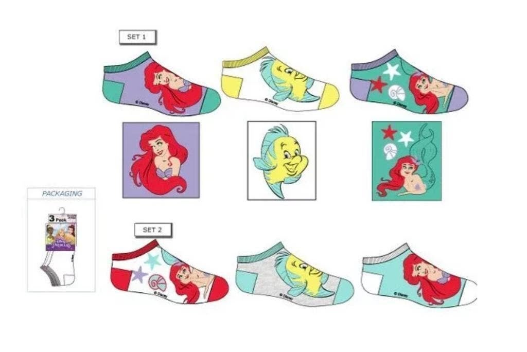 Disney Princess Ariel Sneakersokken - 3 paar - 23/26-27/30, Meisje, Nieuw, Ophalen of Verzenden, Disney Princess
