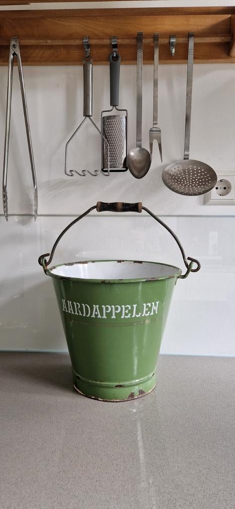 Oude groene emaille aardappelemmer, Antiek en Kunst, Antiek | Emaille, Ophalen of Verzenden