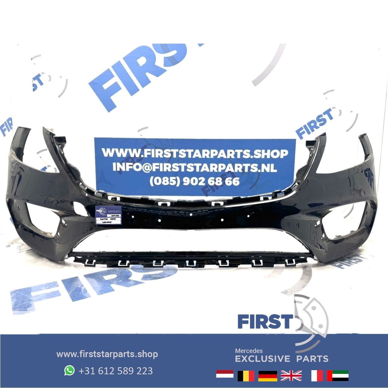 W222 BUMPER S KLASSE AMG VOORBUMPER ZWART WIT GRIJS FACELIFT, Gebruikt, -, Voor, Ophalen of Verzenden