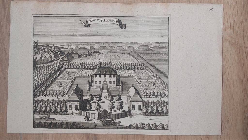 15 / Slot van Stavenisse Zeeland Kopergravure uit 1696, Ophalen of Verzenden