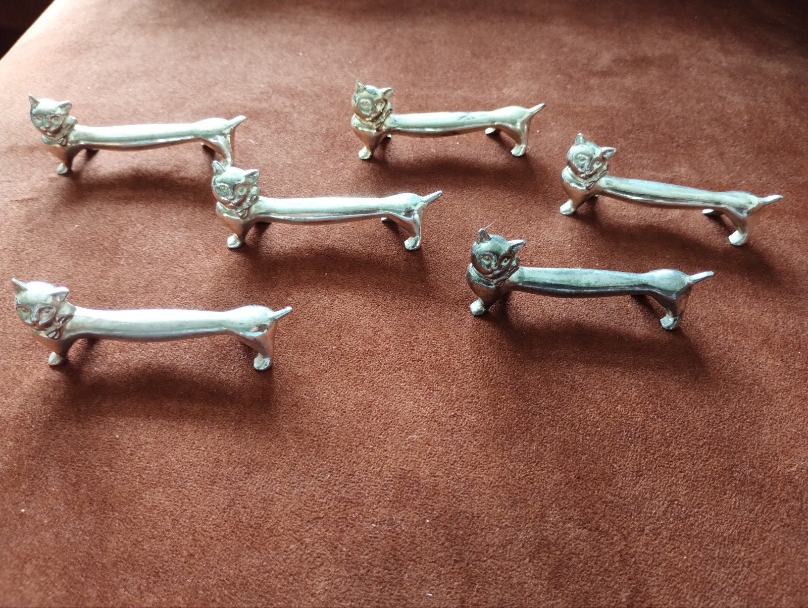 Set verzilverde messenleggers, vintage uit Frankrijk, Ophalen of Verzenden