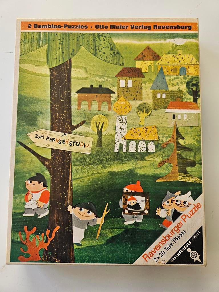 Vintage Ravensburger Mainzelmännchen Puzzel - Compleet, Ophalen of Verzenden, Minder dan 500 stukjes, Gebruikt, Legpuzzel