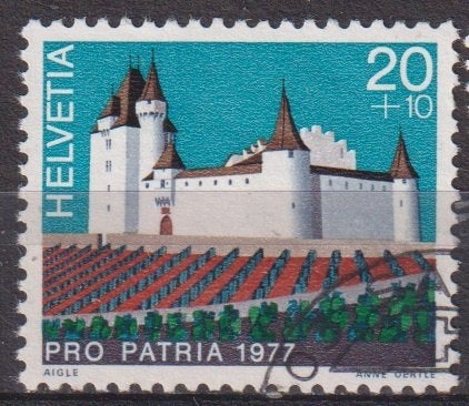 Zwitserland 1977 Pro Patria Kasteel in Aigle, Verzenden, Gestempeld, Plaats of Gebouw