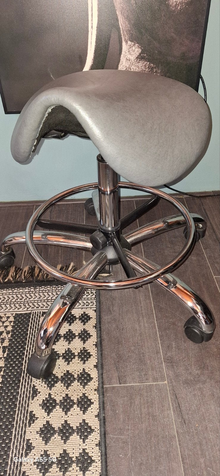 Ergonomische Zadelkruk op Wielen - Grijs, Ophalen, Ergonomisch, Modern, Kunststof, Gebruikt