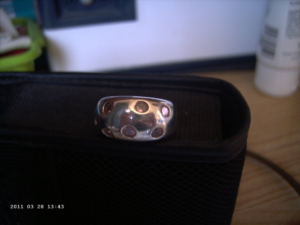 Een mooie Brede Zilveren Ring met 7 Roze Zirkonia steentjes, Verzenden, Zilver, Ring