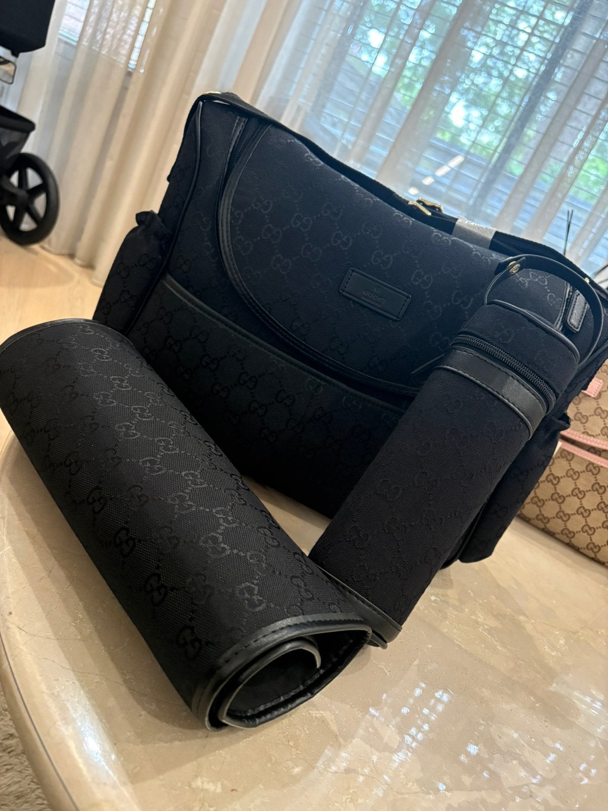 Zwarte gucci luiertas, Kinderen en Baby's, Luiertassen, Ophalen of Verzenden, Nieuw, Schoudertas