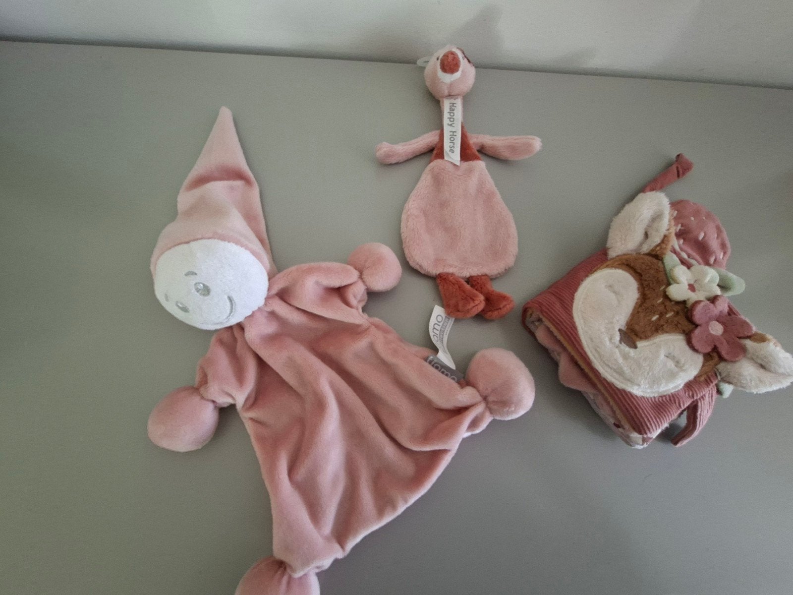 pluch boekje en 2 knuffels roze, Ophalen of Verzenden