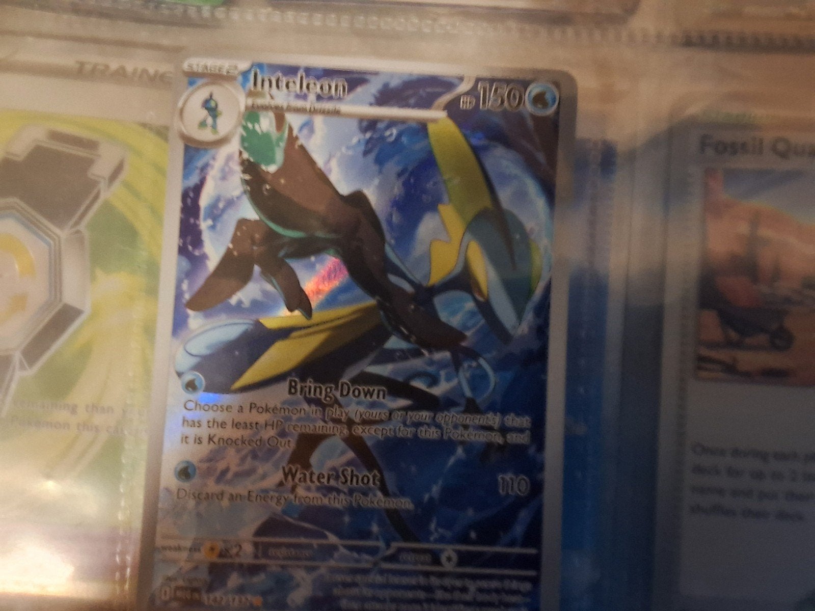 Inteleon pokémon kaart - Misprint/Error, Ophalen, Zo goed als nieuw, Losse kaart, Foil