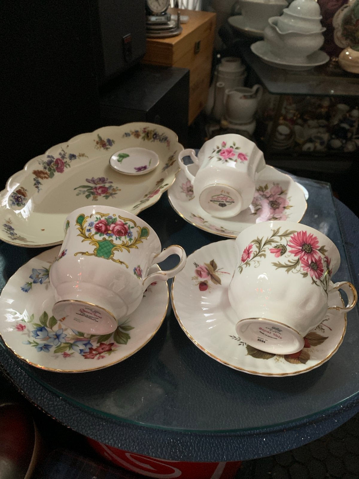 Vintage porseleinen theeservies - Royal Vale & Queen Anne, Antiek en Kunst, Ophalen of Verzenden