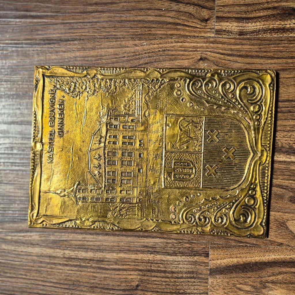 Koperen Plaquette Kasteel Bouvigne Ginneken, Antiek en Kunst, Antiek | Koper en Brons, Ophalen of Verzenden, Koper
