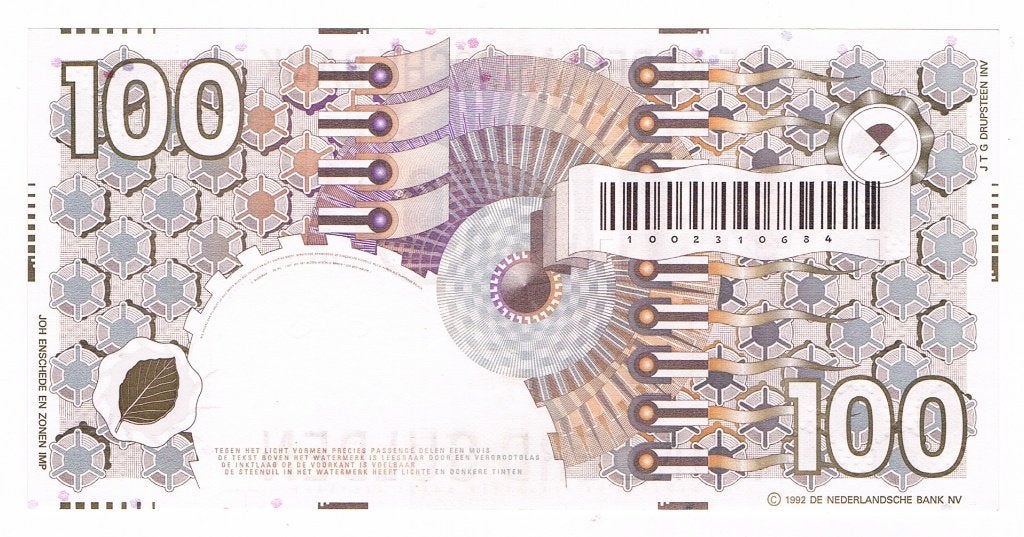 100 gulden 9 januari 1992 Steenuil UNC, Verzenden, 100 gulden, Los biljet