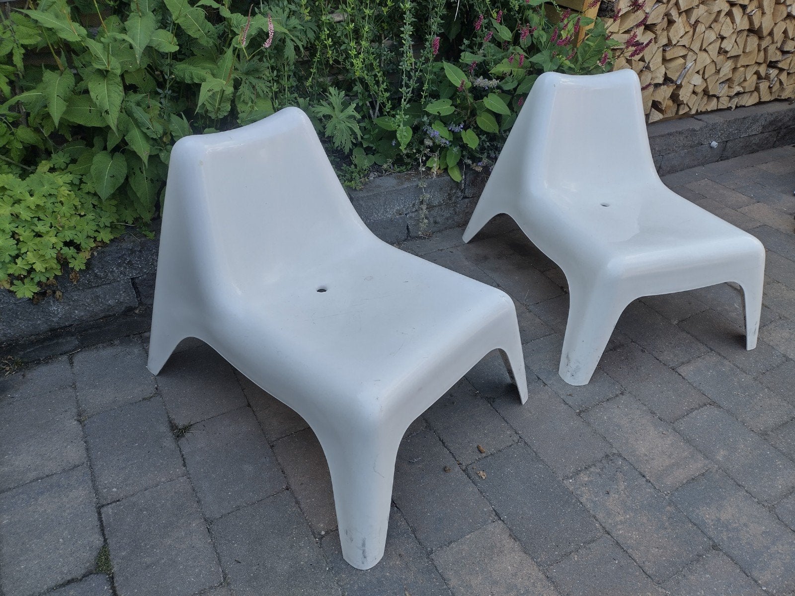 2x Ikea PS Vago tuinstoelen, wit, Tuin en Terras, Tuinstoelen, Ophalen, Gebruikt, Kunststof