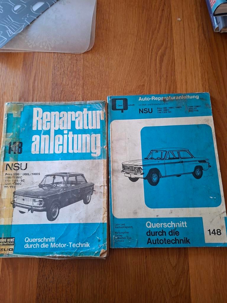 2x Reparatiehandleiding NSU 1000, TT, 110, 1200, Ophalen of Verzenden