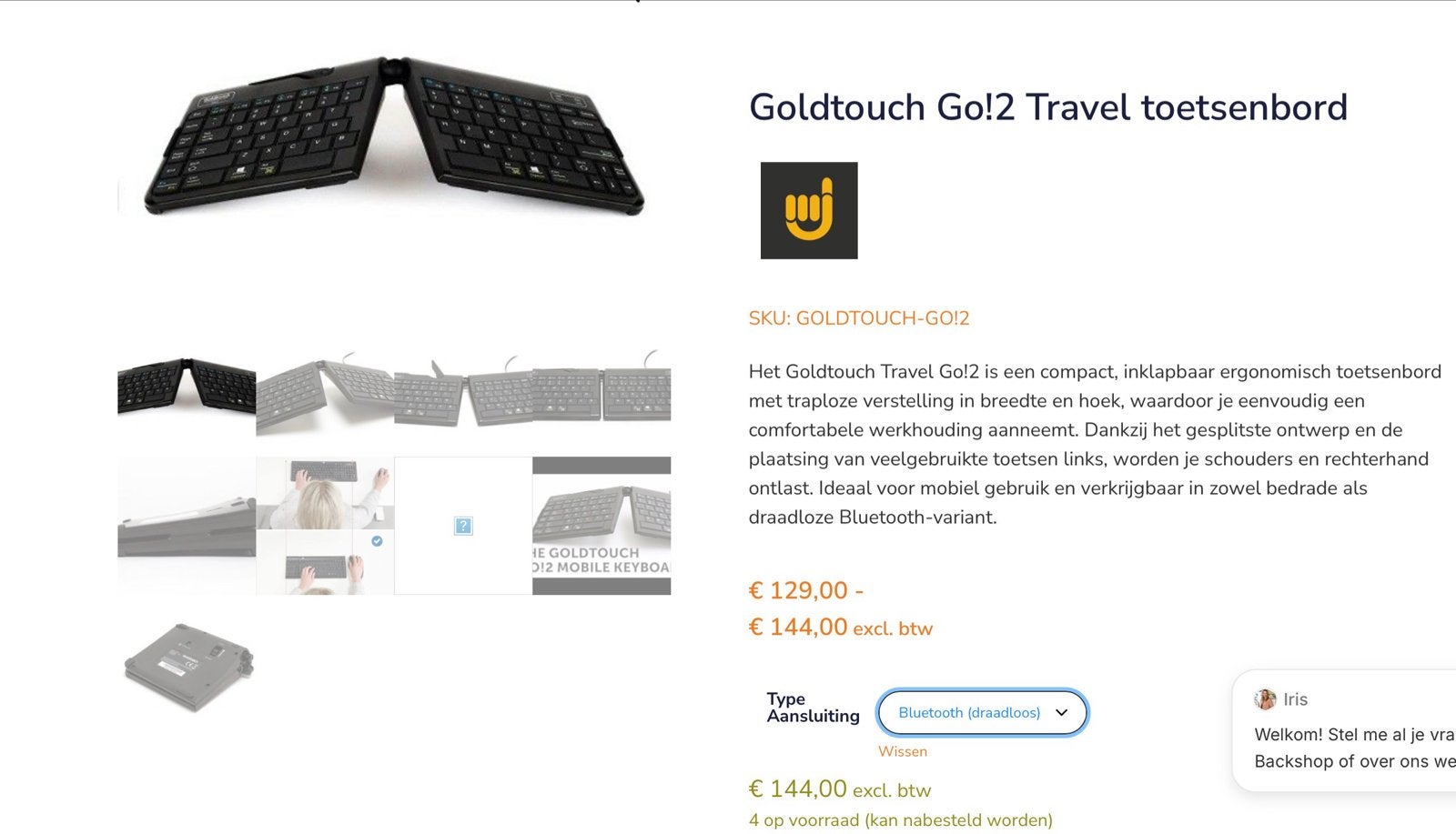 Goldtouch Go!2 Travel Toetsenbord - Ergonomisch & Draadloos, Computers en Software, Ergonomisch, Nieuw, Ophalen of Verzenden, Draadloos