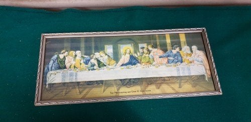 Schilderij / prent Heilige Communie in houten lijst met afbe, Ophalen of Verzenden, 'T Olde Gre-j, Info@toldegrej.nl, Endepoelstraat 20f Didam