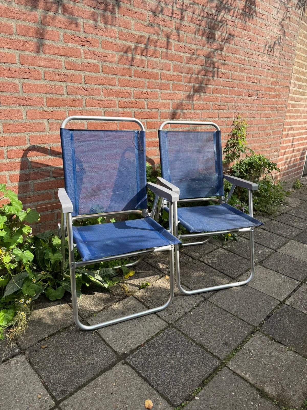 2 Inklapbare Campingstoelen / Tuinstoelen Blauw Lichtgewicht, Ophalen, Zo goed als nieuw, Campingstoel