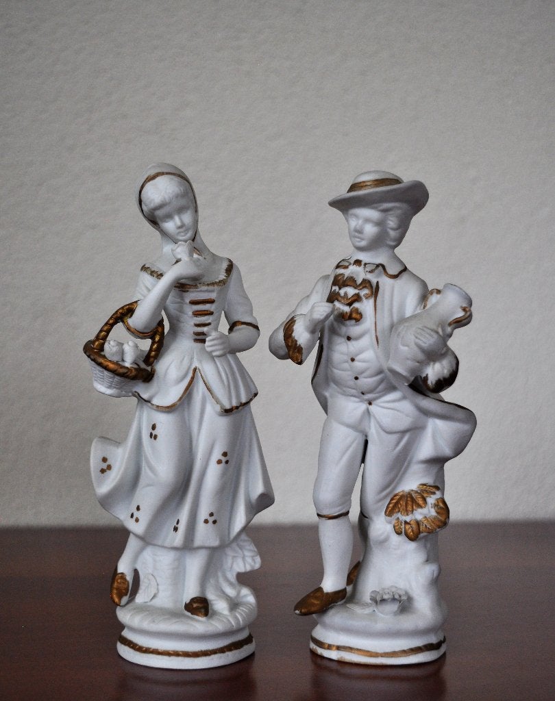 Beeldje Figuur Bisquit Porselein Victorian Stijl 18 cm, Antiek en Kunst, Ophalen