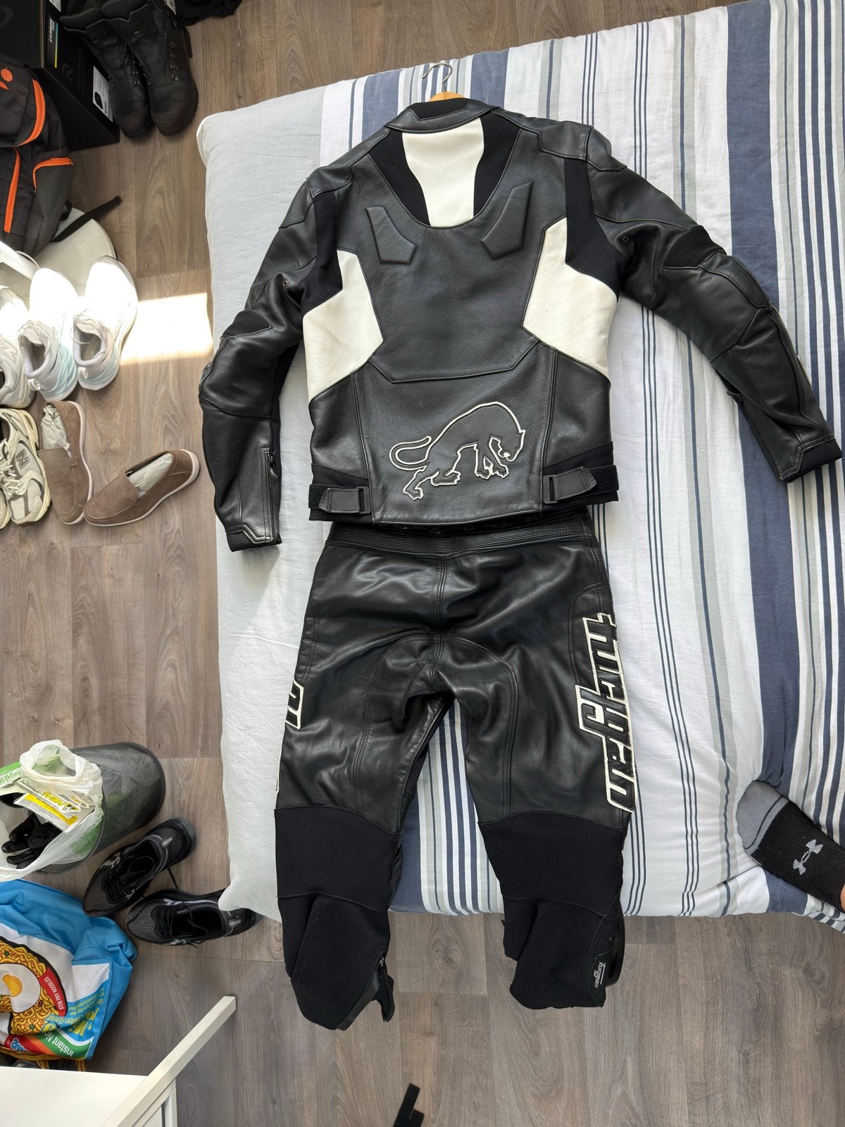 Leren motorpak 2-delig (jas L, broek 40) - Furygan, Motoren, Ophalen, Tweedehands, Heren, Combipak