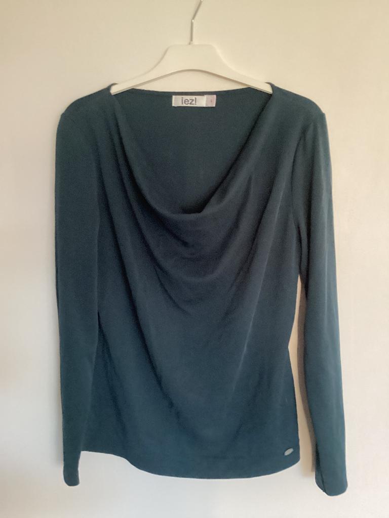 Top lange mouw petrol waterval L Iez, Kleding | Dames, Blauw, Maat 42/44 (L), Iez, Ophalen of Verzenden