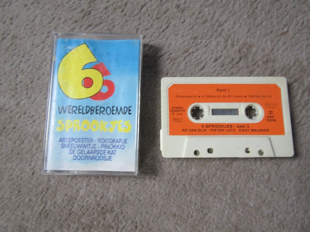 Cassette: 6 beroemde sprookjes met o.a Assepoester,, Cd's en Dvd's, Cassettebandjes, Gebruikt, Kinderen en Jeugd, 1 bandje, Ophalen of Verzenden