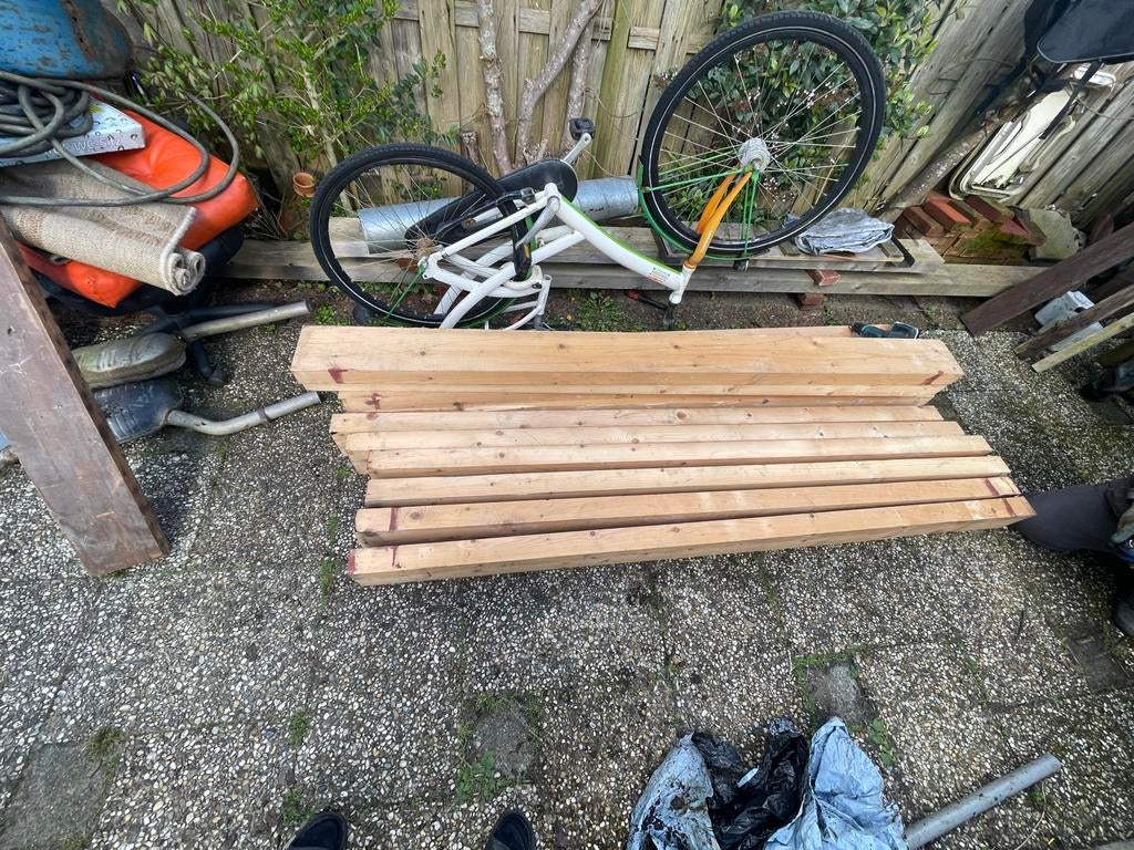 Hout Balken Vuren geschaafd 70x170mm, Doe-het-zelf en Verbouw, Hout en Planken, Ophalen, Gebruikt, 200 tot 250 cm, 50 mm of meer