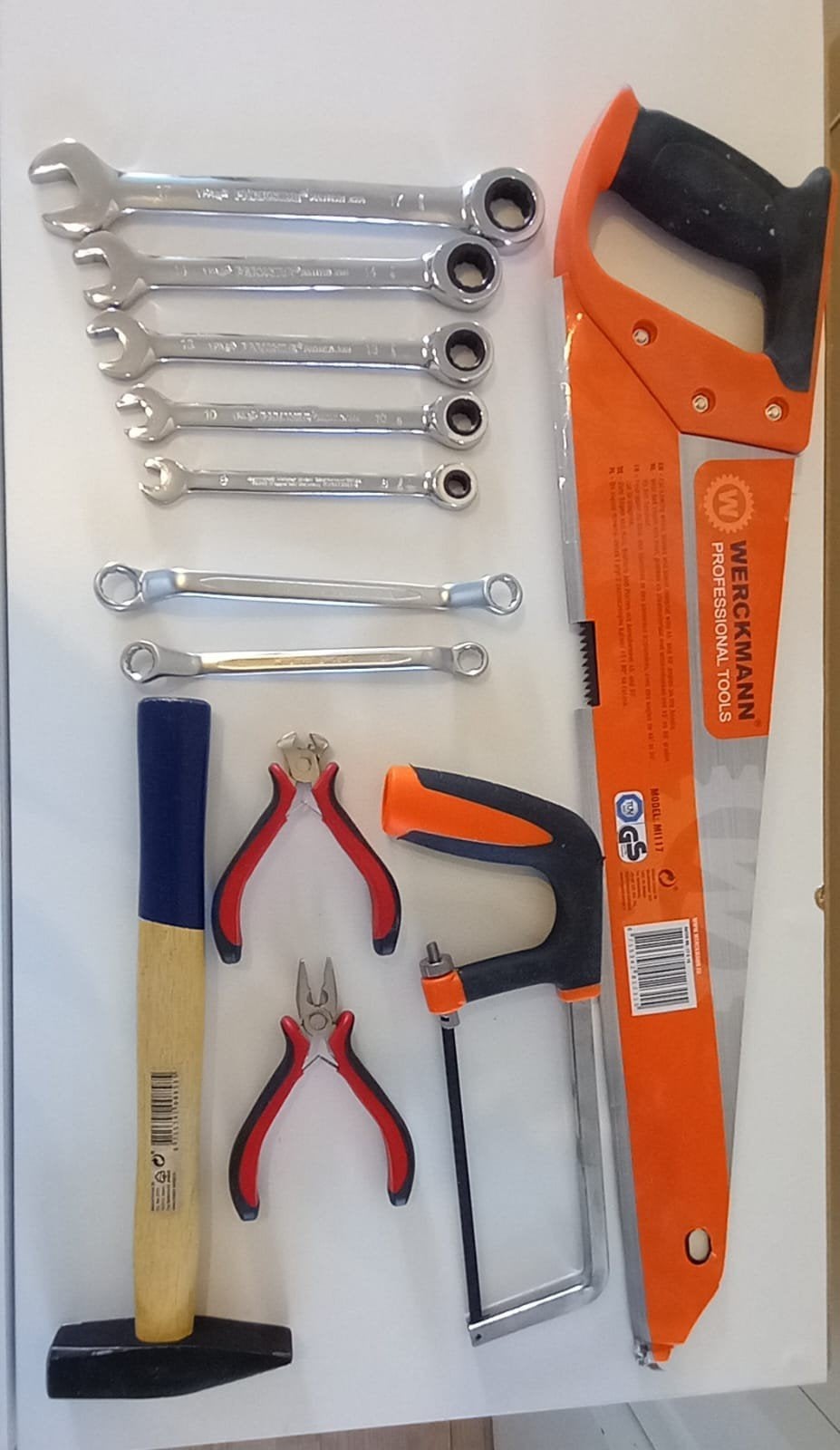 Diverse handgereedschap set: zagen, sleutels, tangen, hamer, Ophalen of Verzenden, Gebruikt, Zaag, Parkside