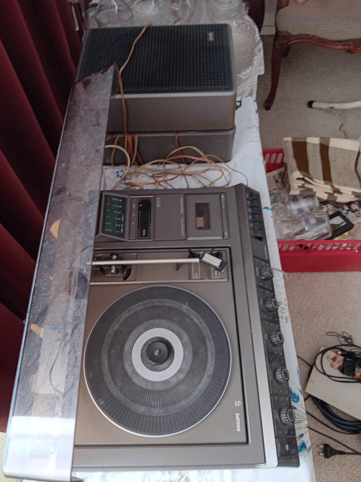 Philips Platenspeler met Cassettedeck en Speakers, Ophalen, Gebruikt, Platenspeler, Philips