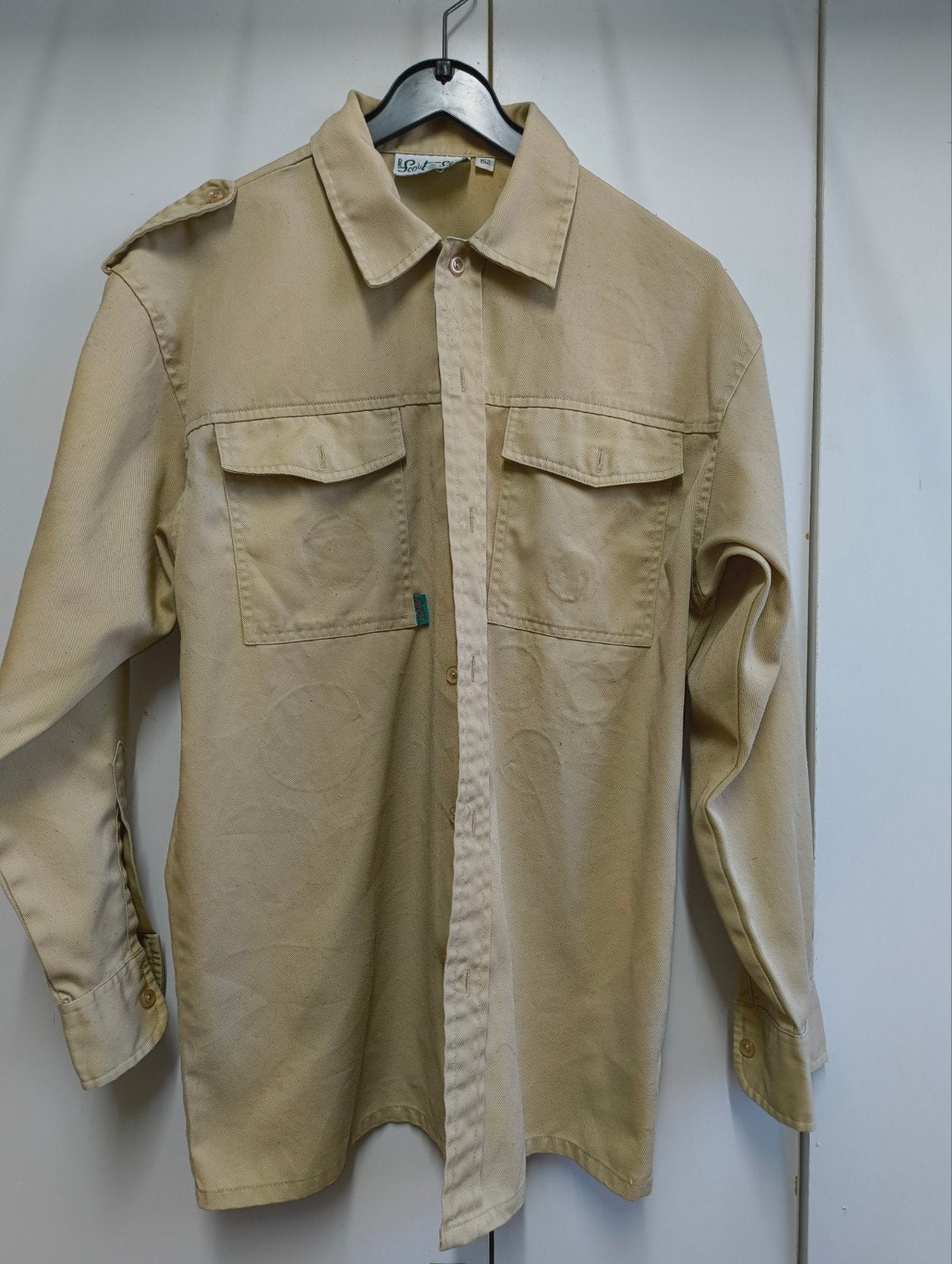 beige blouse scouts maat 152, Verzamelen, Scouting, Ophalen of Verzenden, Gebruikt, Kleding