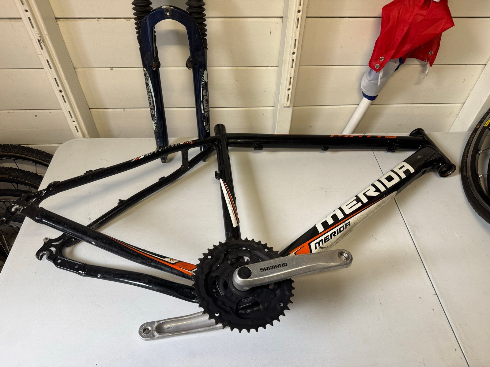 Merida Mountainbike Frame met Voorvork en Crankstel, Fietsen en Brommers, Ophalen, Frame, Gebruikt, Aluminium