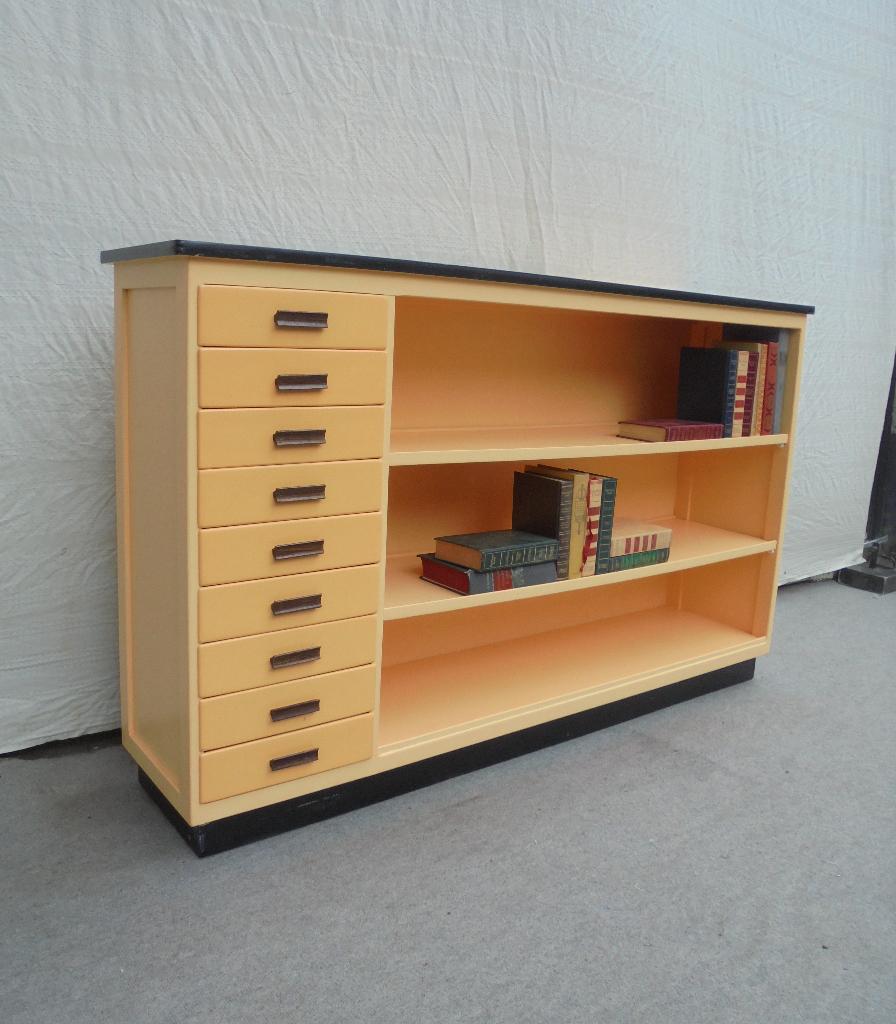 vintage schoolkast ladekast boekenkast, Ophalen of Verzenden