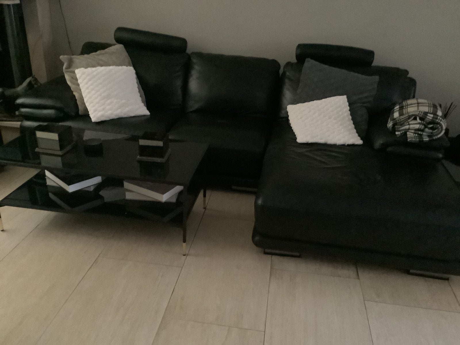 Exclusieve Leren Hoekbank met Lounge en tafel, Gebruikt, Hoekbank, 300 cm of meer, Leer