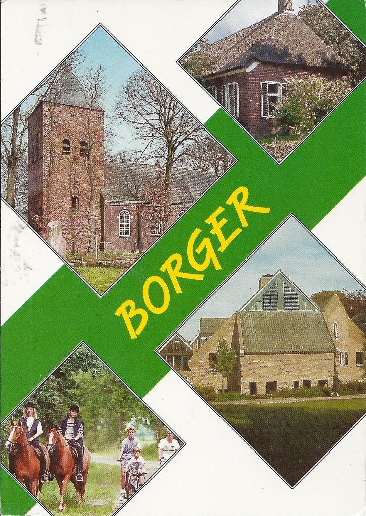 Q74 gelopen ansichtkaart borger, Ophalen of Verzenden, 1980 tot heden, Gelopen