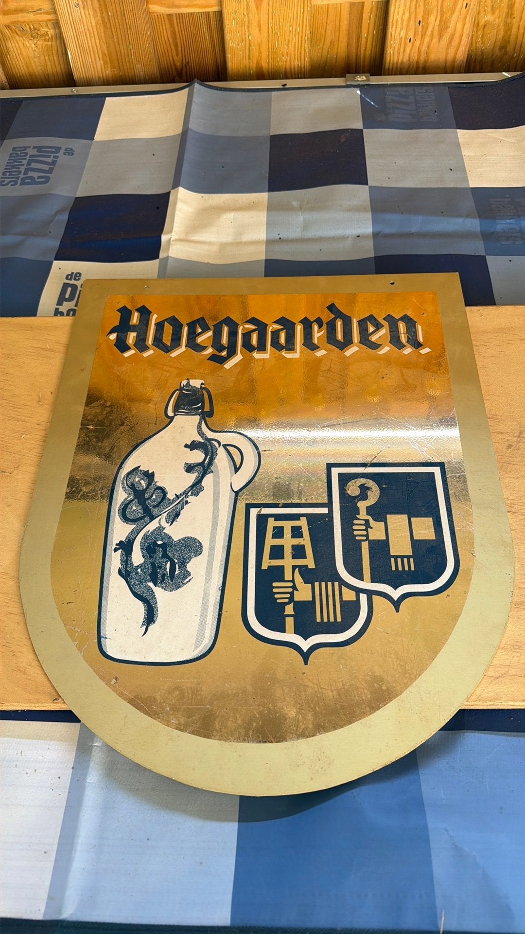 Bierbord Hoegaarden, Ophalen of Verzenden, Gebruikt, Reclamebord, Plaat of Schild, Overige merken