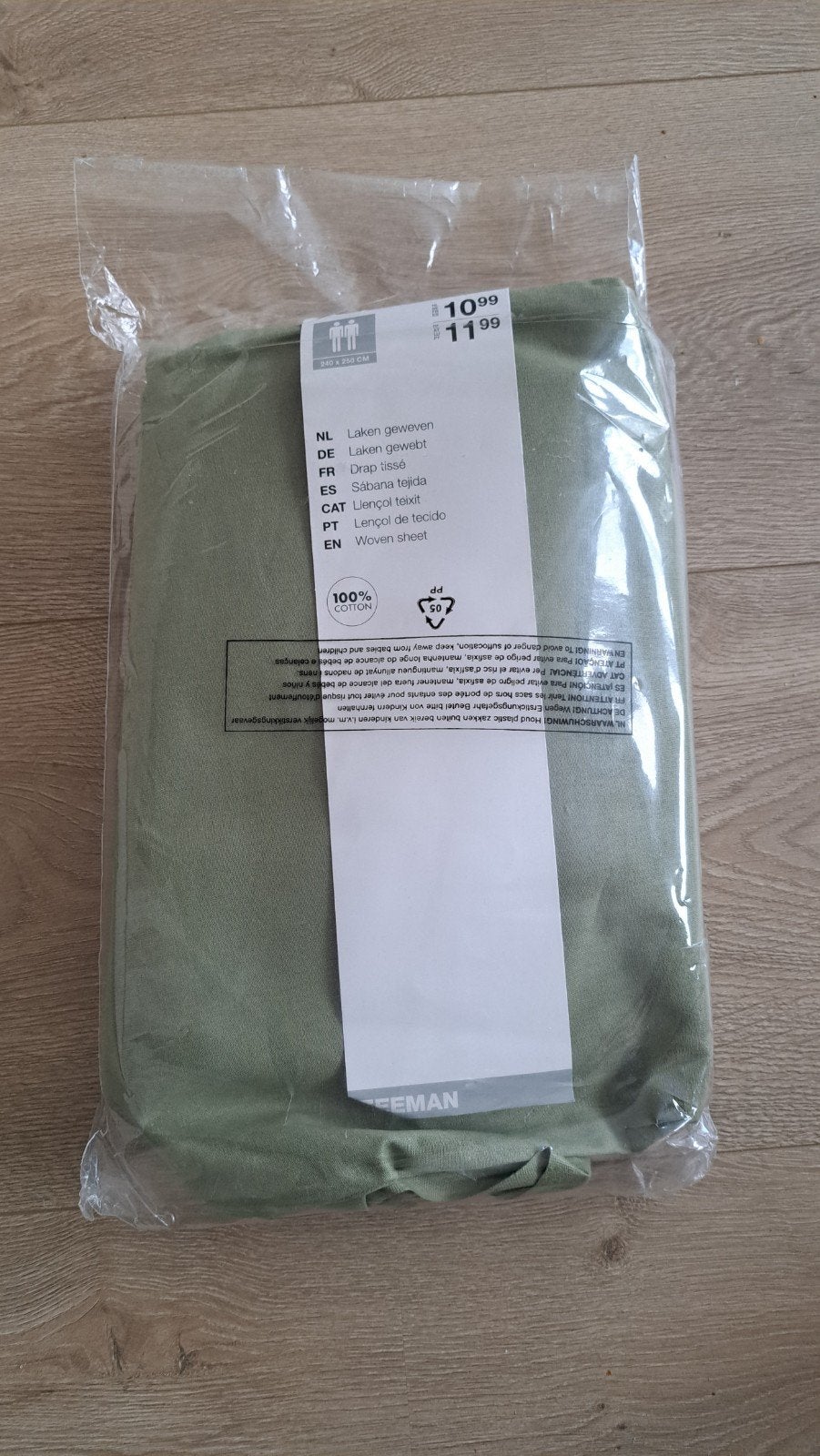 Groen laken 240x250, Ophalen, Katoen, Groen, Nieuw