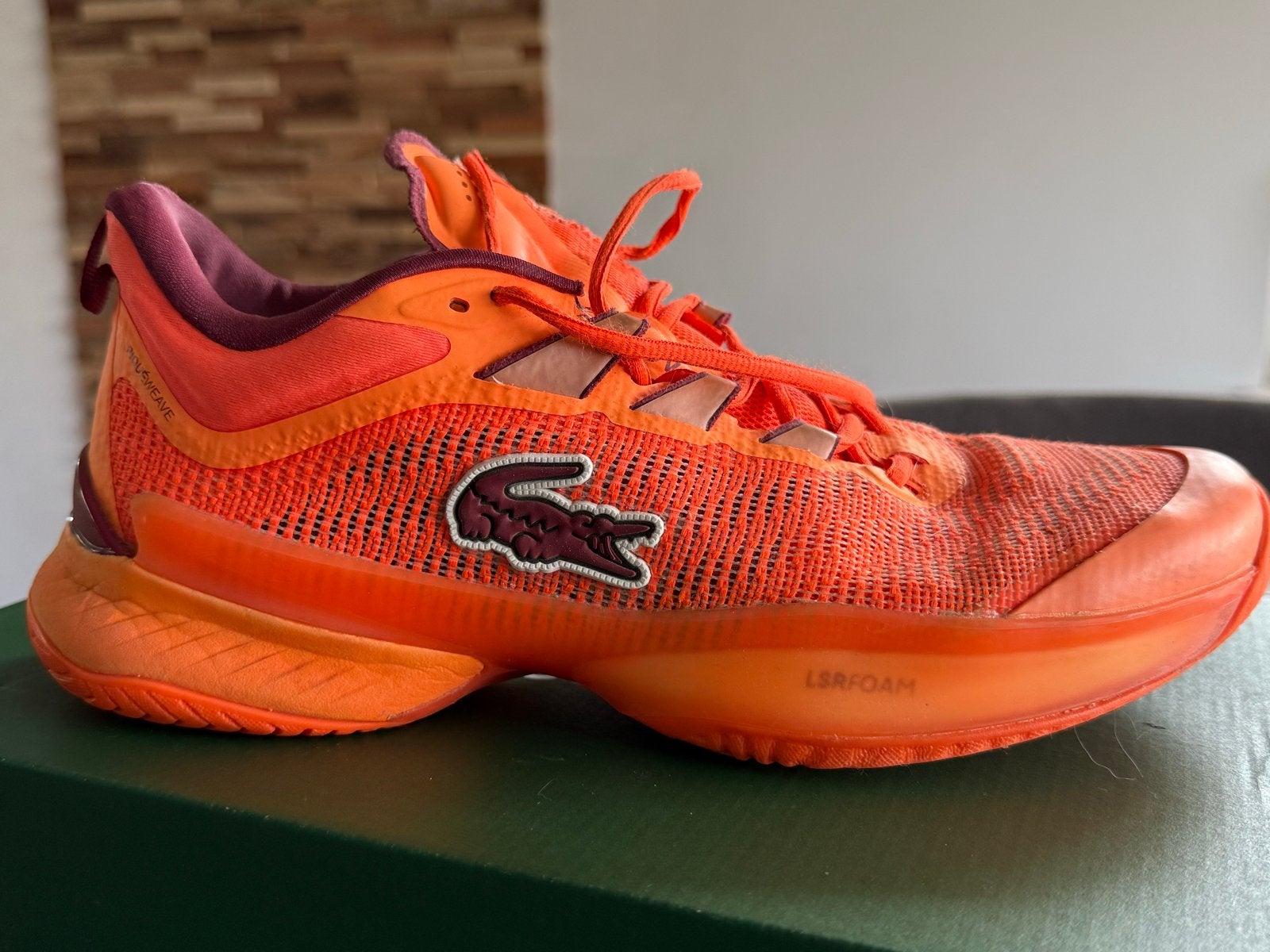 Lacoste AG-LT23 Ultra Tennis/Padel schoenen Oranje Maat 42.5, Ophalen, Overige kleuren, Sneakers of Gympen, Gedragen