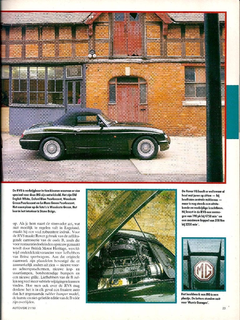Autovisie test MG RV8 1993, Ophalen of Verzenden, Gelezen, Overige merken