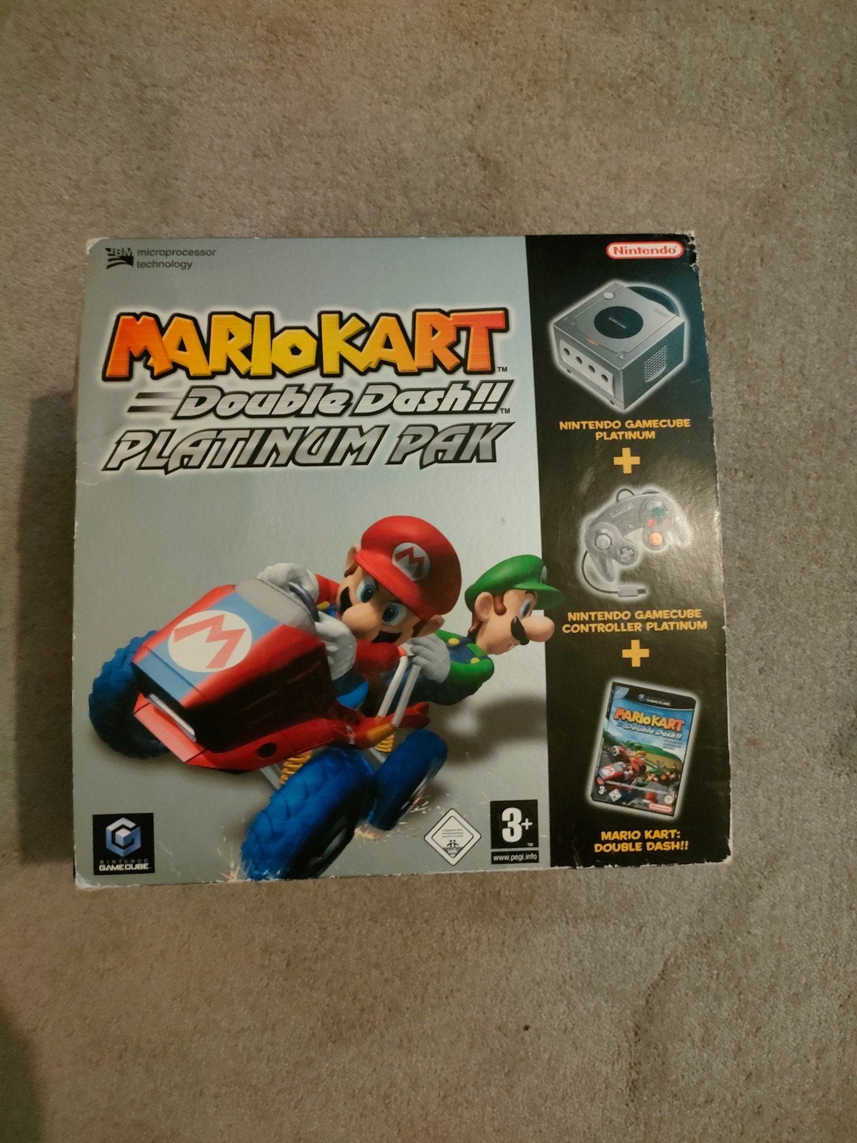 Nintendo GameCube Mario Kart Double Dash!! Platinum Pak, Ophalen of Verzenden, Met 1 controller, Zilver, Gebruikt