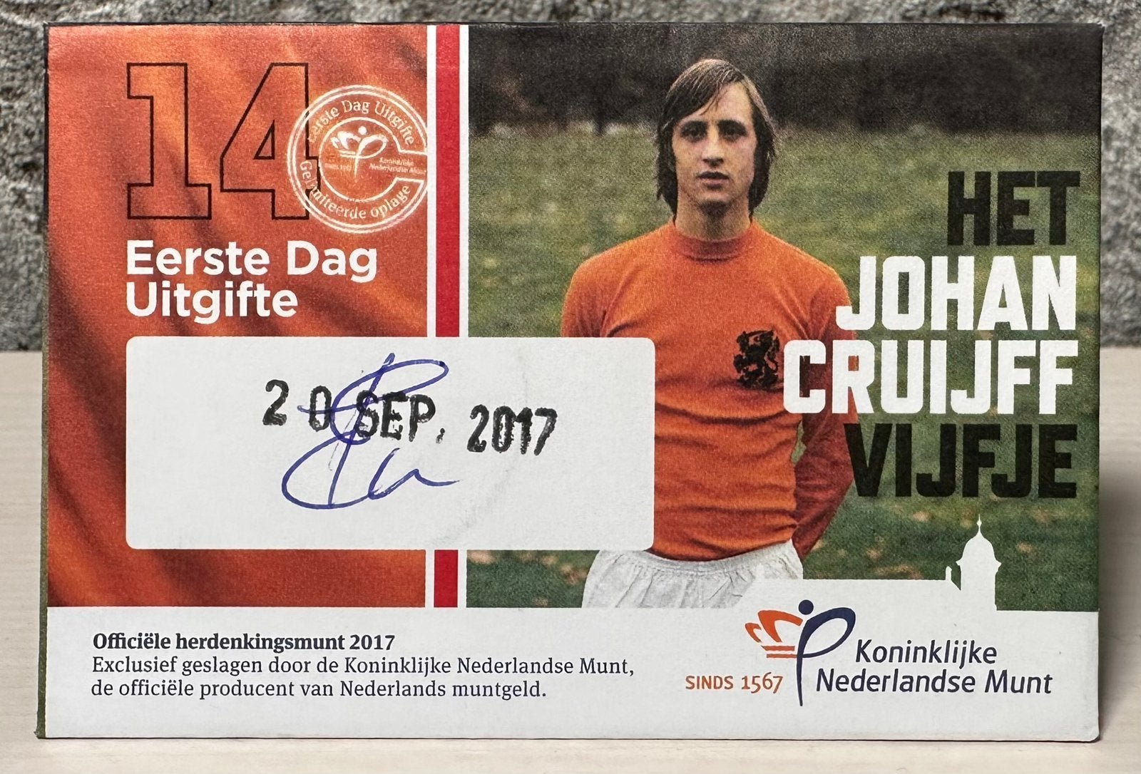 Het Johan cruijff vijfje eerste dag uitgifte Coincard, Ophalen of Verzenden, Koningin Beatrix, Euro's