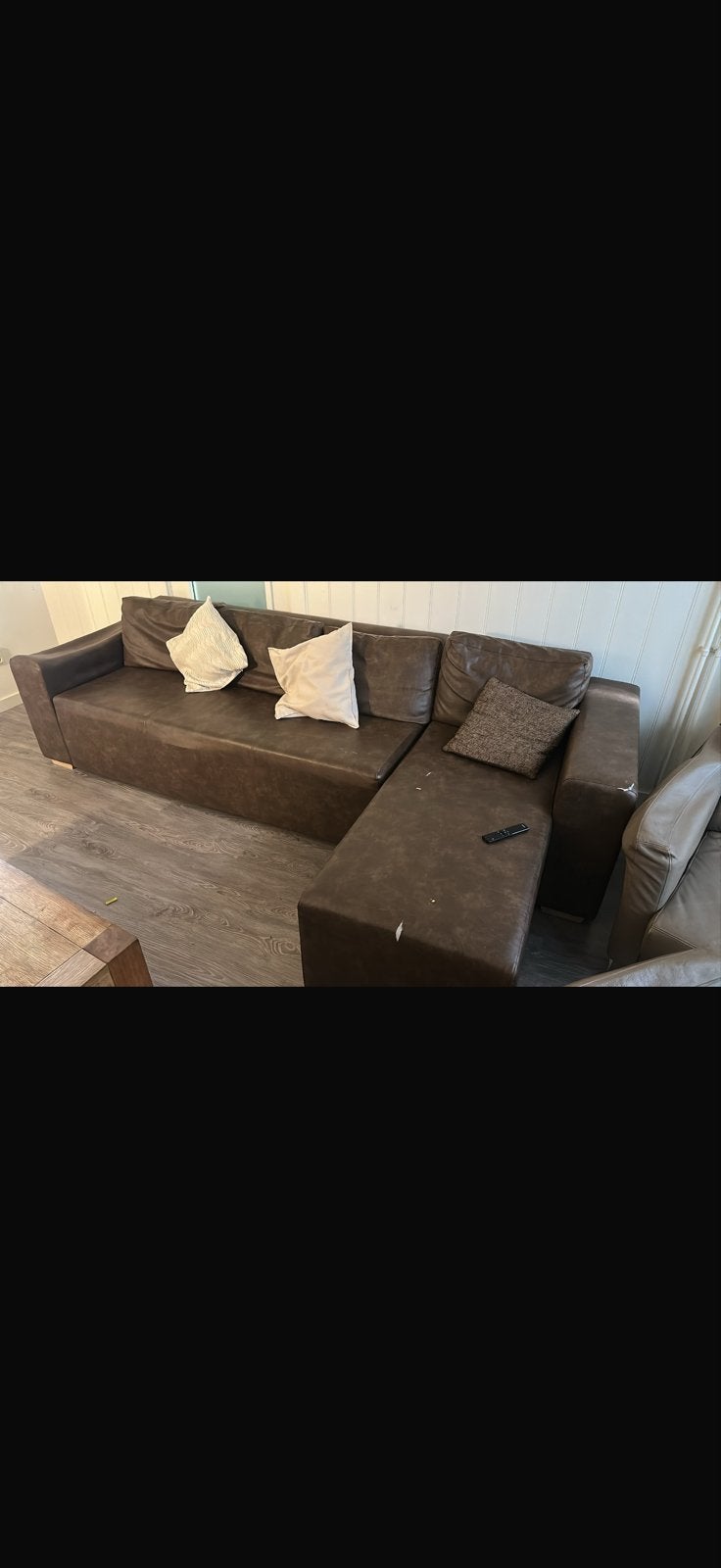 Eettafel met stoelen, banken en salontafel te koop, Ophalen, 250 tot 300 cm, Gebruikt, Hoekbank