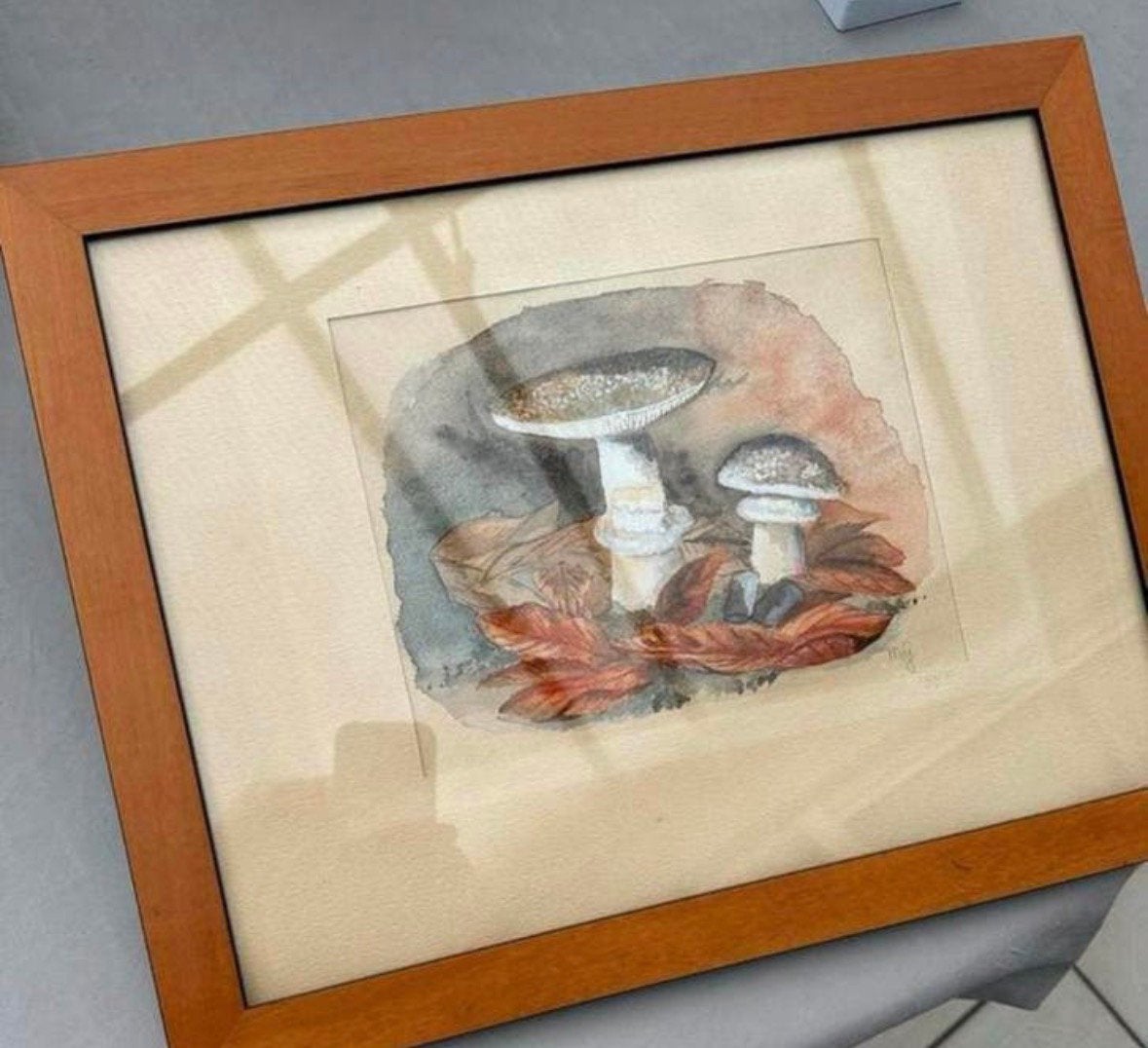 Aquarel Schilderij van Paddestoelen, Ophalen of Verzenden, Landschap